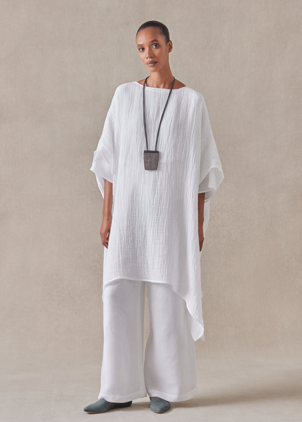 eskandar linen scoop neck kaftan - very long