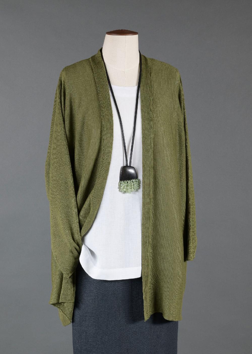 eskandar linen sideways knitted open cardigan - long