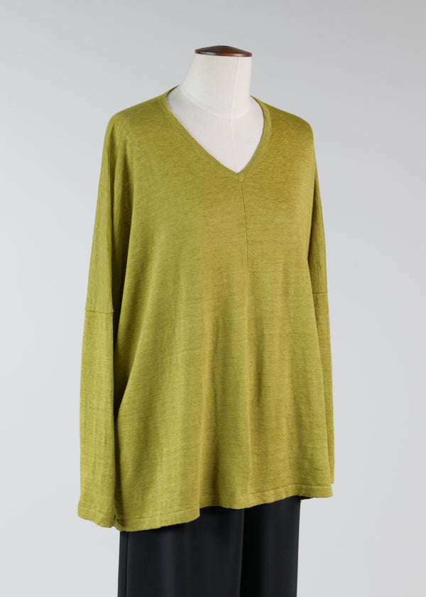 eskandar linen v neck - long