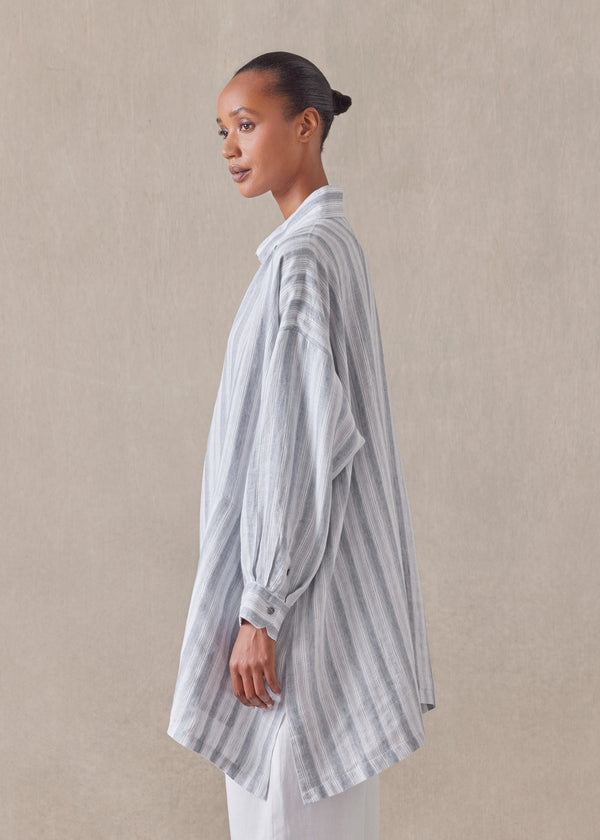 Eskandar Linen Wide A-line Artists Smock - Long Plus