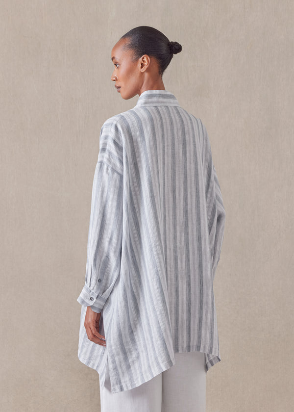 Eskandar Linen Wide A-line Artists Smock - Long Plus