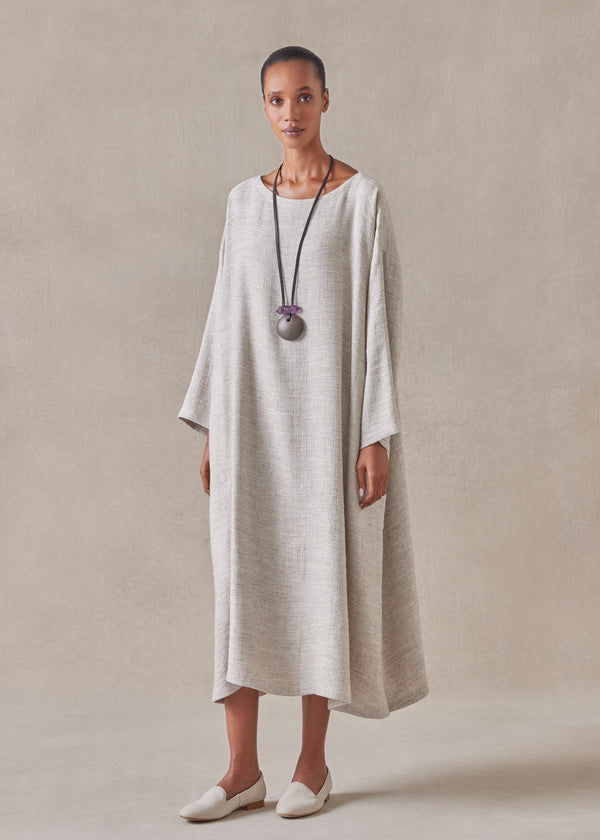 eskandar linen wide a-line scoop neck dress