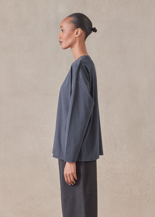 Eskandar Long Sleeve Smaller Round Neck - Mid