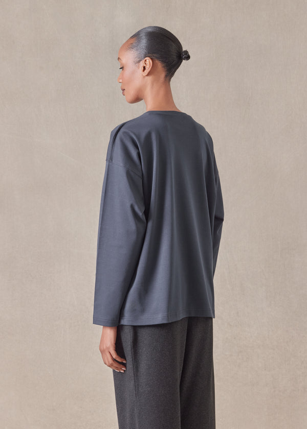 Eskandar Long Sleeve Smaller Round Neck - Mid