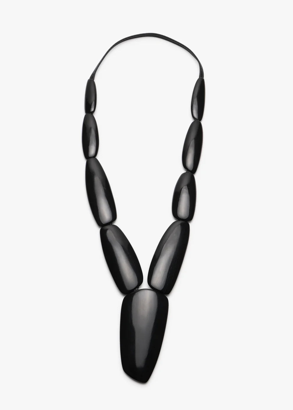eskandar mid length segmented black horn necklace