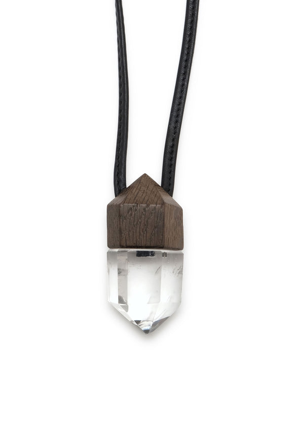 Eskandar Mountain Crystal And Bog Oak Pendant