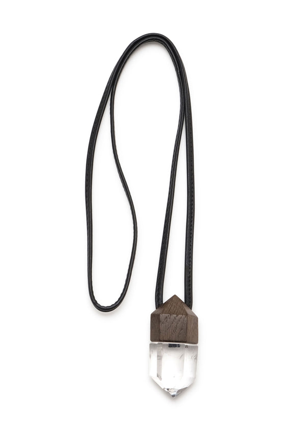 eskandar mountain crystal and bog oak pendant