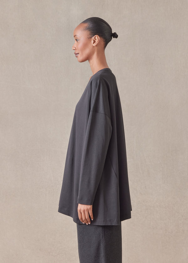 Eskandar Side Panelled V Neck T-shirt - Long