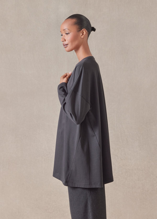 Eskandar Side Panelled V Neck T-shirt - Long