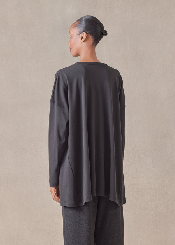 Eskandar Side Panelled V Neck T-shirt - Long