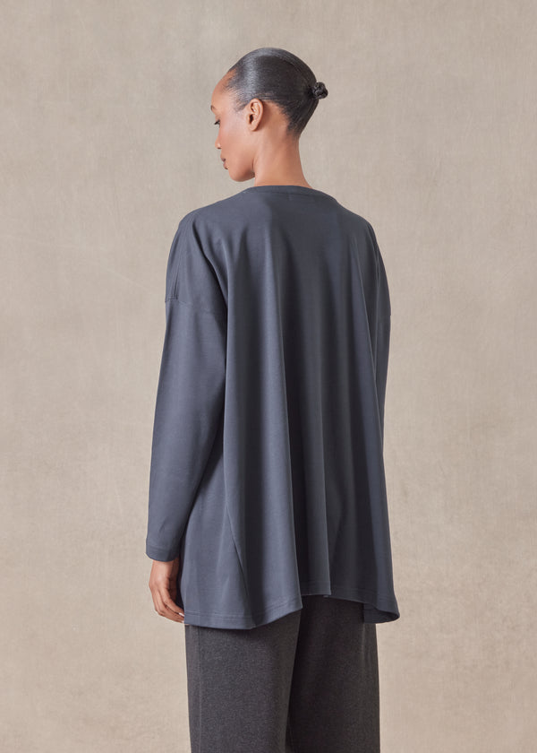 Eskandar Side Panelled V Neck T-shirt - Long