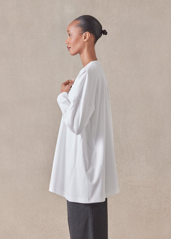 Eskandar Side Panelled V Neck T-shirt - Long