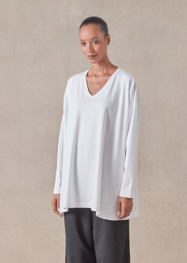 eskandar side panelled V neck t-shirt - long
