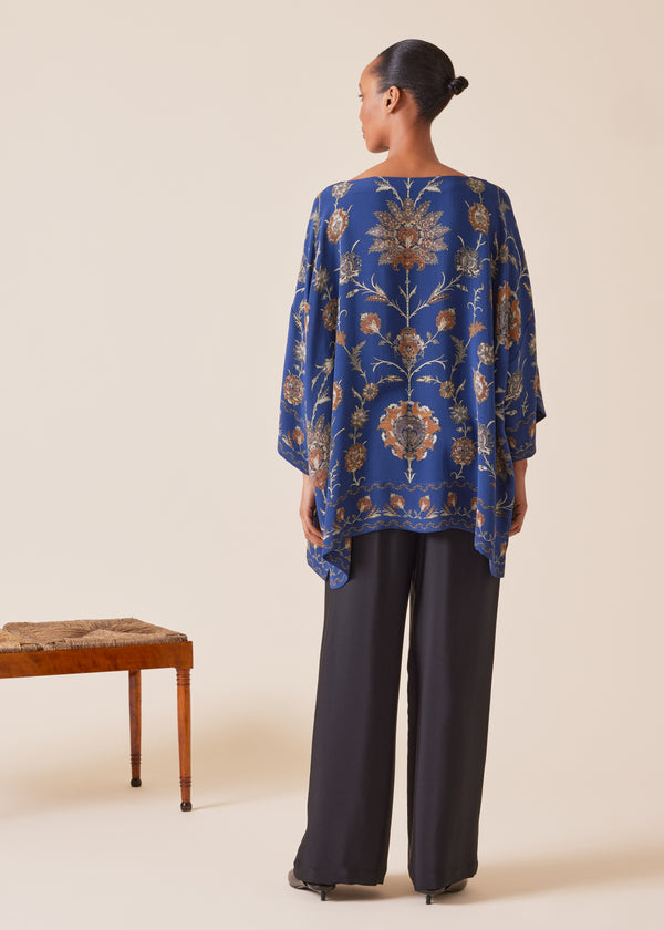 Eskandar Silk 3/4 Sleeve Bateau Neck Tunic - Long