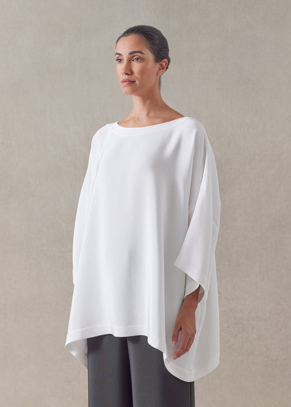Eskandar Silk 3/4 Sleeve Bateau Neck Tunic - Long