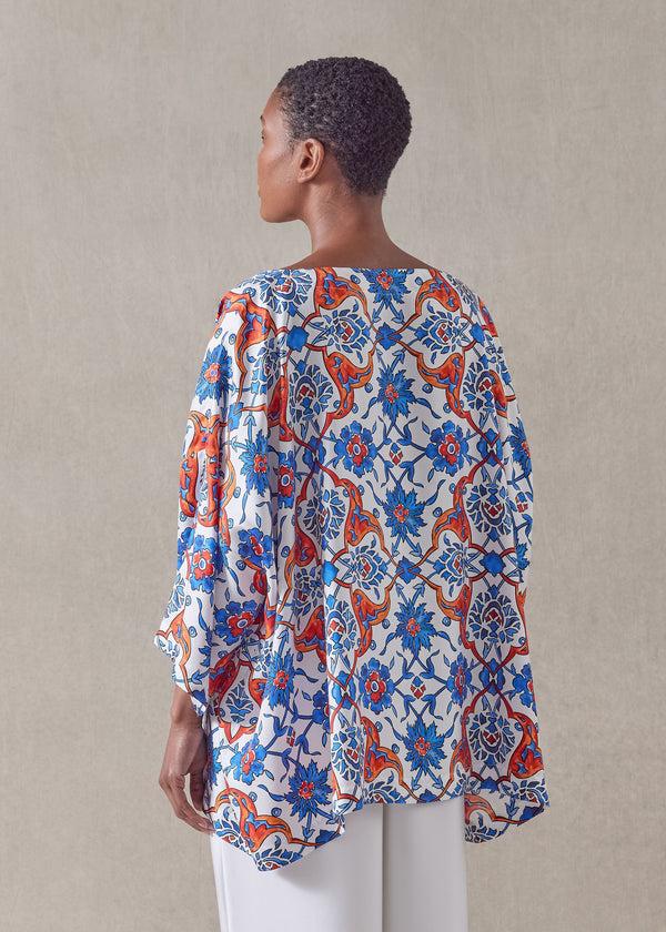 Eskandar Silk 3/4 Sleeve Scoop Neck Tunic - Mid Plus