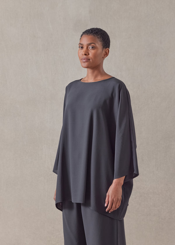 Eskandar Silk Boat Neck Top - Long