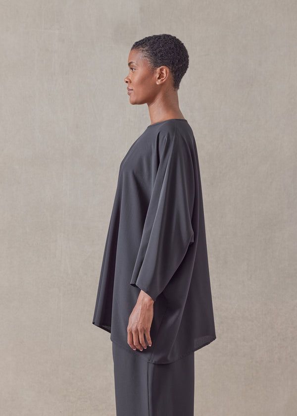 Eskandar Silk Boat Neck Top - Long