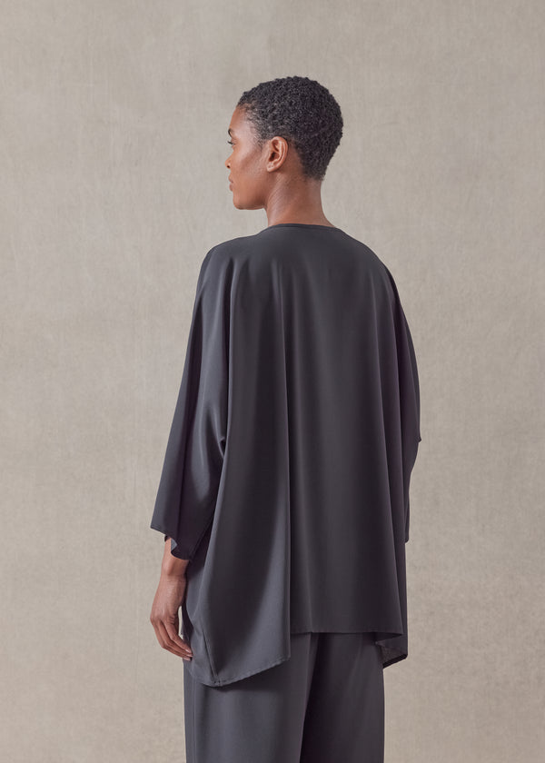 Eskandar Silk Boat Neck Top - Long