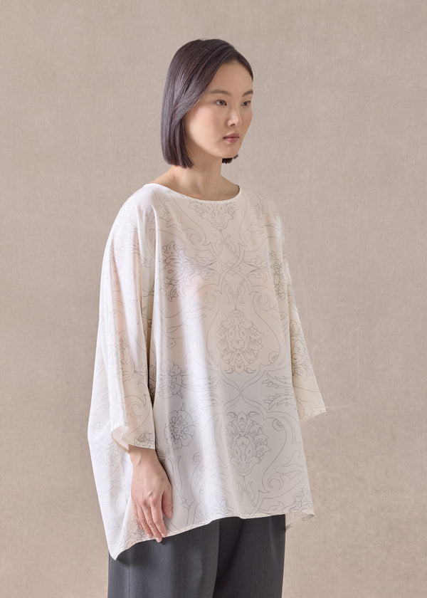 Eskandar Silk Boat Neck Top - Long