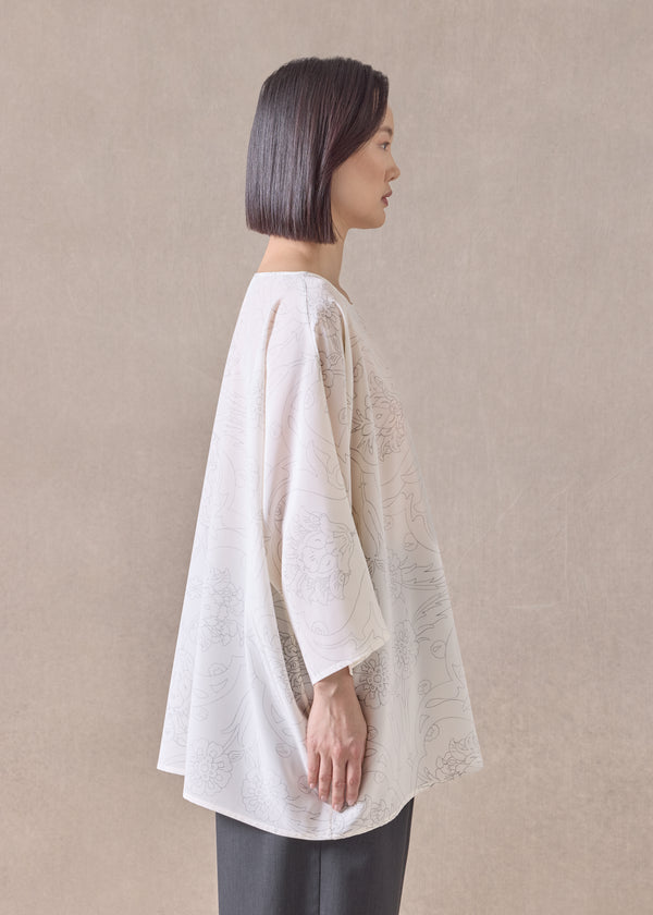 Eskandar Silk Boat Neck Top - Long