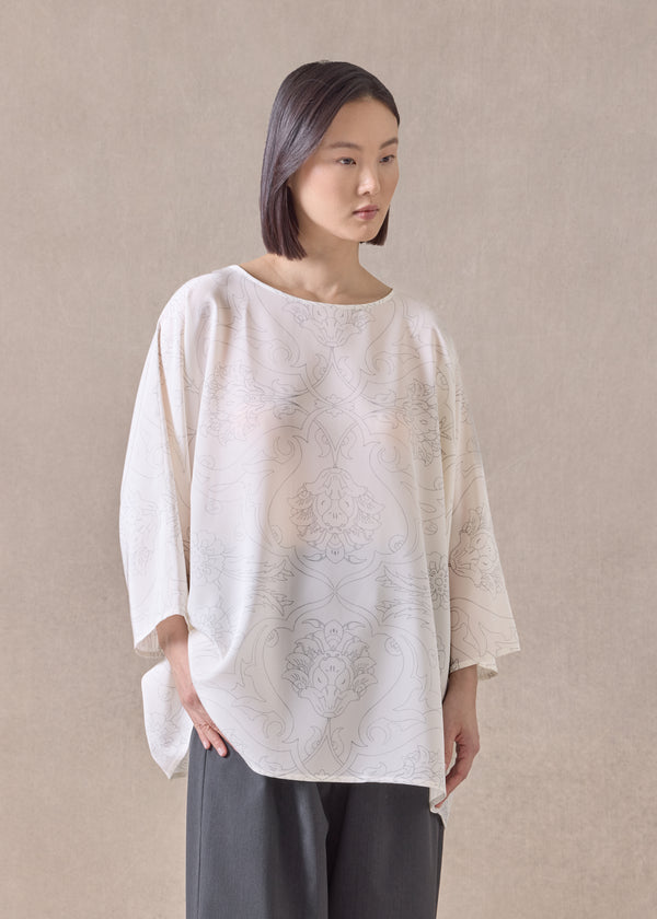 eskandar silk boat neck top - long