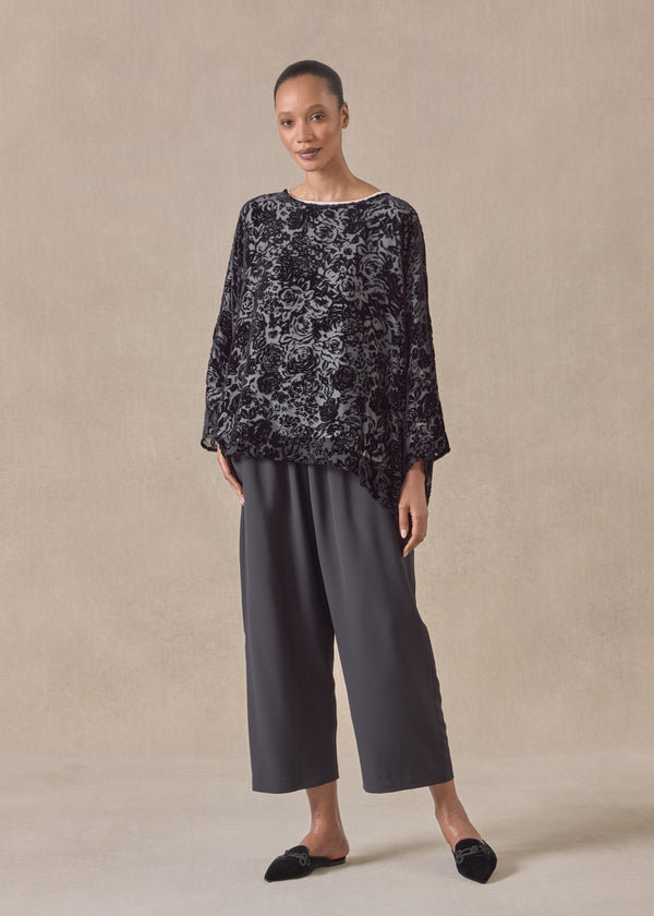 Eskandar Silk Mix Boat Neck Top - Mid