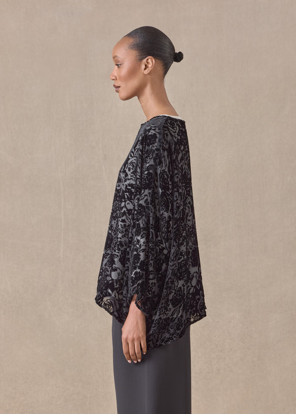 Eskandar Silk Mix Boat Neck Top - Mid
