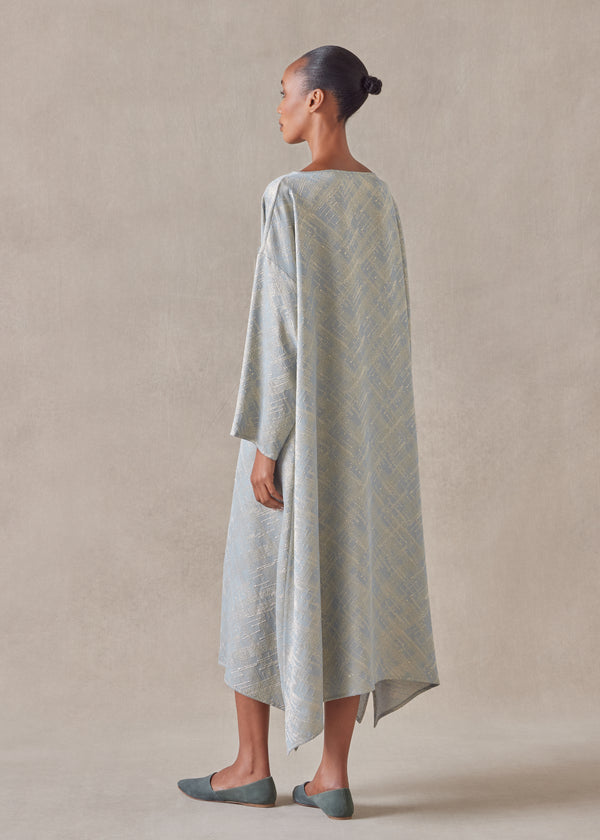 Eskandar Silk Mix Wide A-line Scoop Neck Dress
