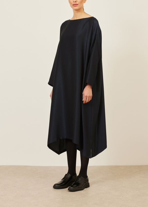 Eskandar Silk Mix Wide A-line Scoop Neck Dress