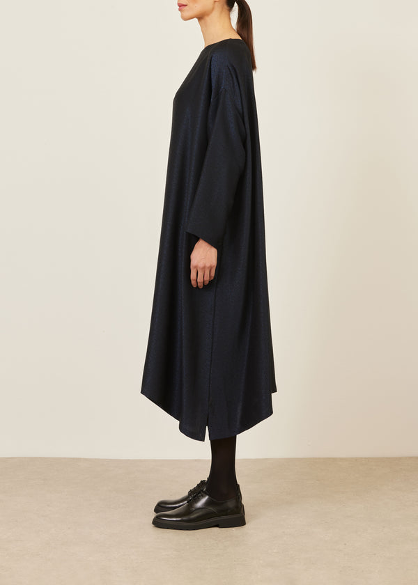 Eskandar Silk Mix Wide A-line Scoop Neck Dress