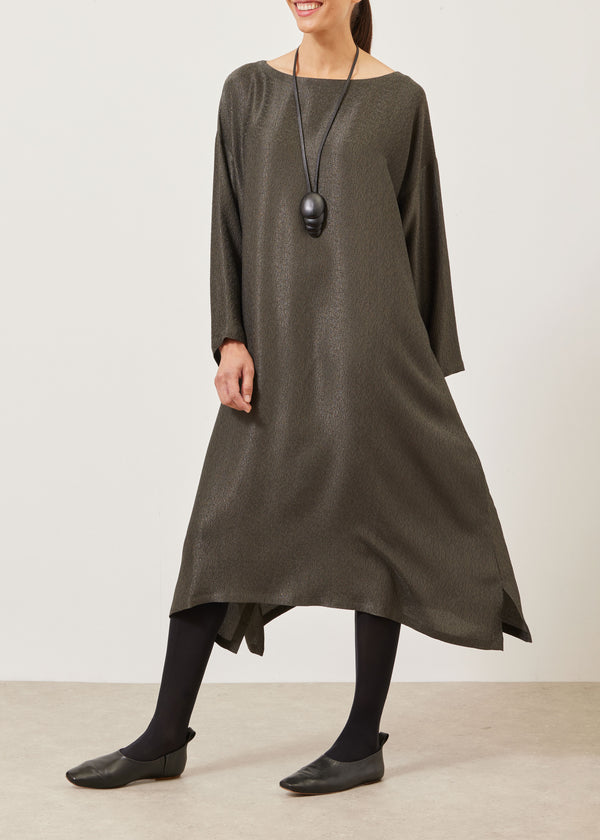 Eskandar Silk Mix Wide A-line Scoop Neck Dress