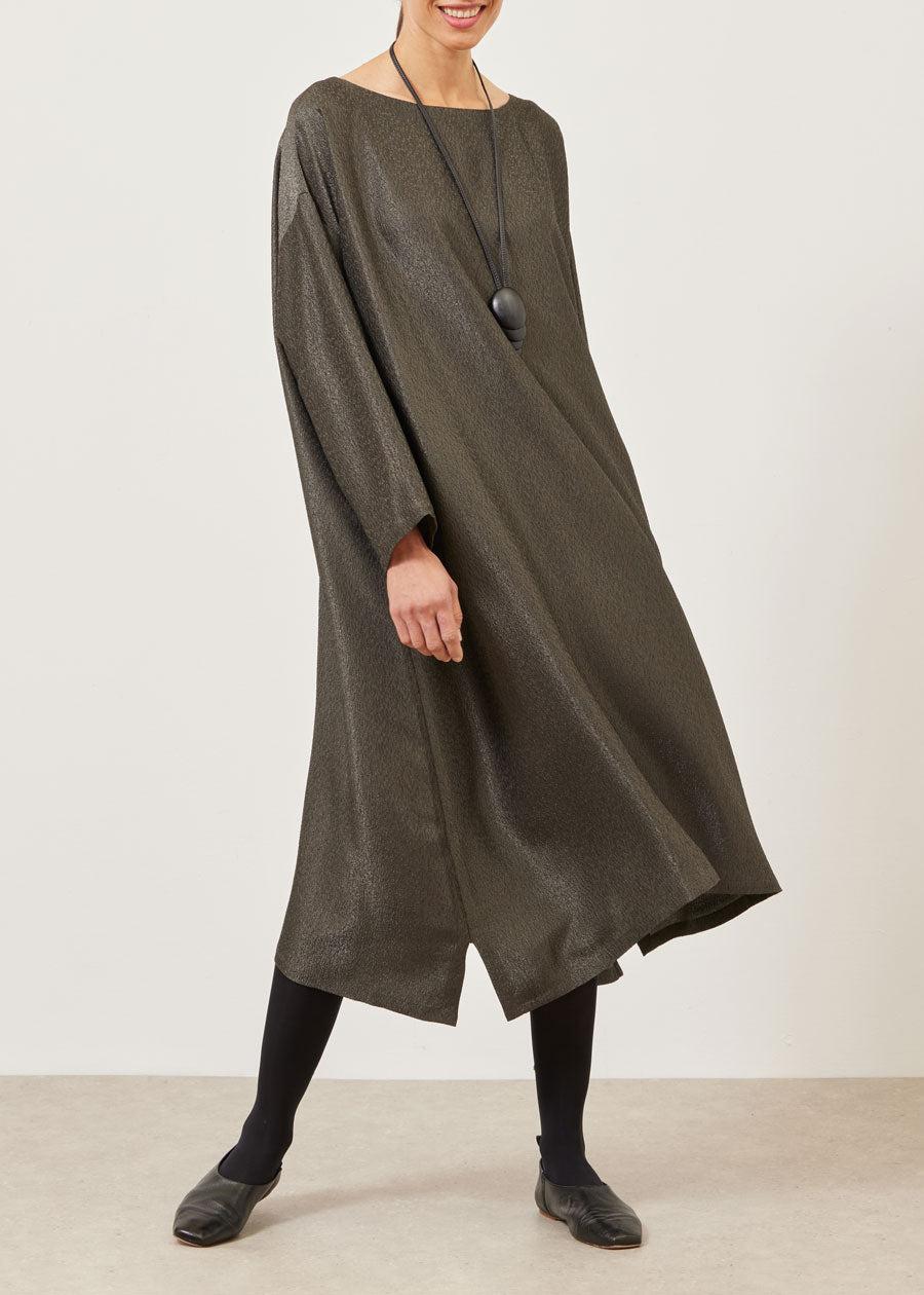 Eskandar Silk Mix Wide A-line Scoop Neck Dress