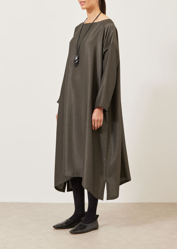 eskandar silk mix wide A-line scoop neck dress