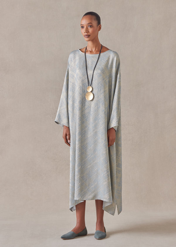 eskandar silk mix wide a-line scoop neck dress