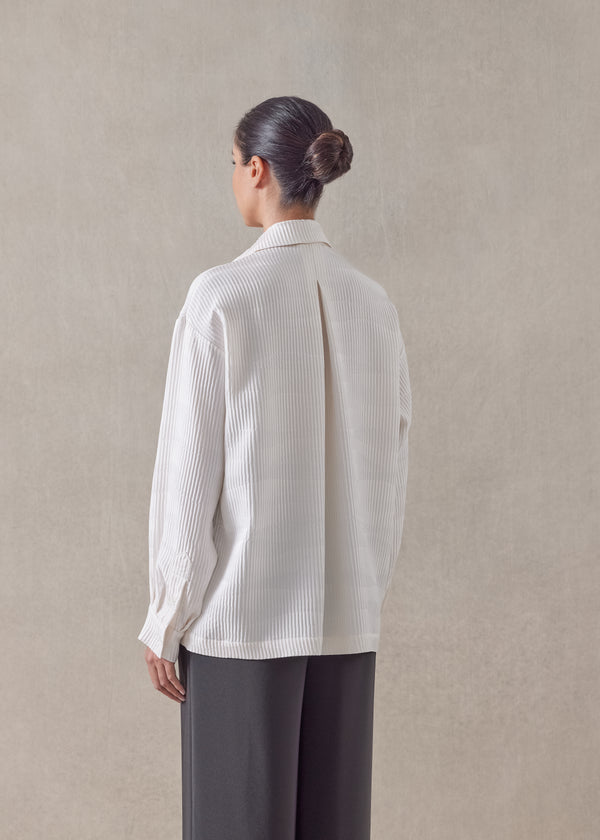 Eskandar Silk Slim Shirt With Collar - Regular