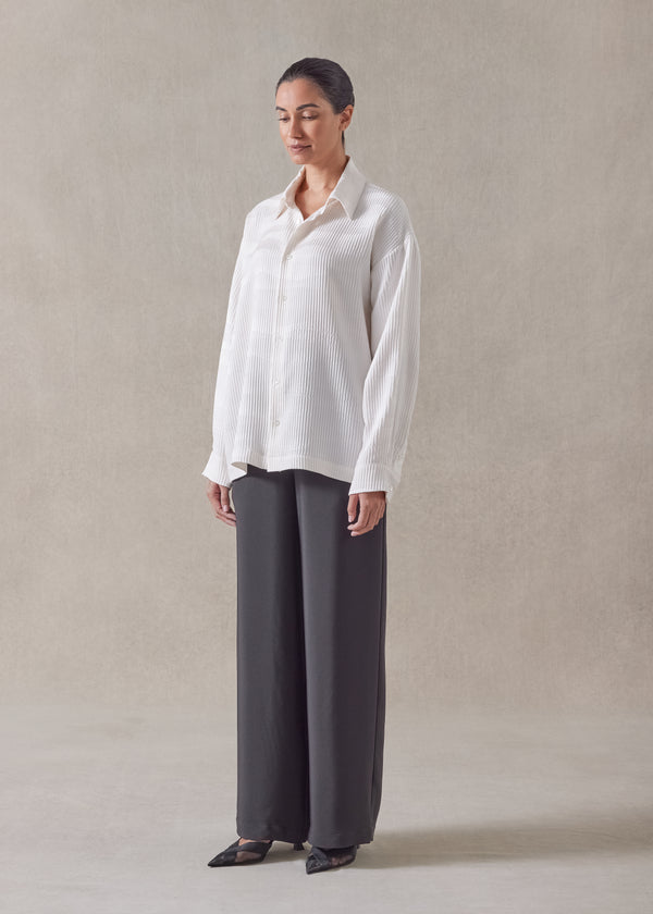 eskandar silk slim shirt with collar - regular