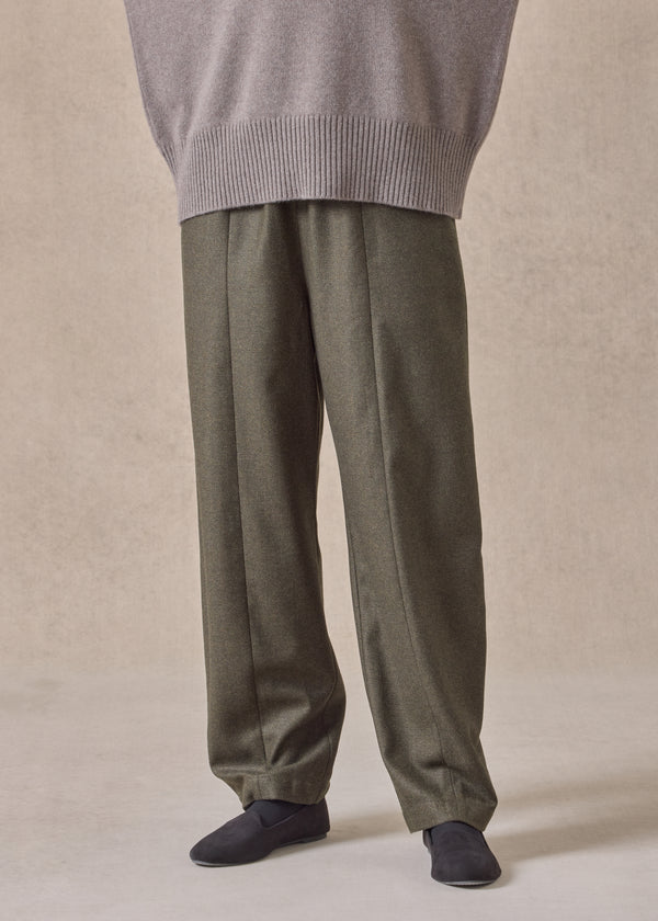 Eskandar Silk Superfine Wool Mix Tulip Trouser