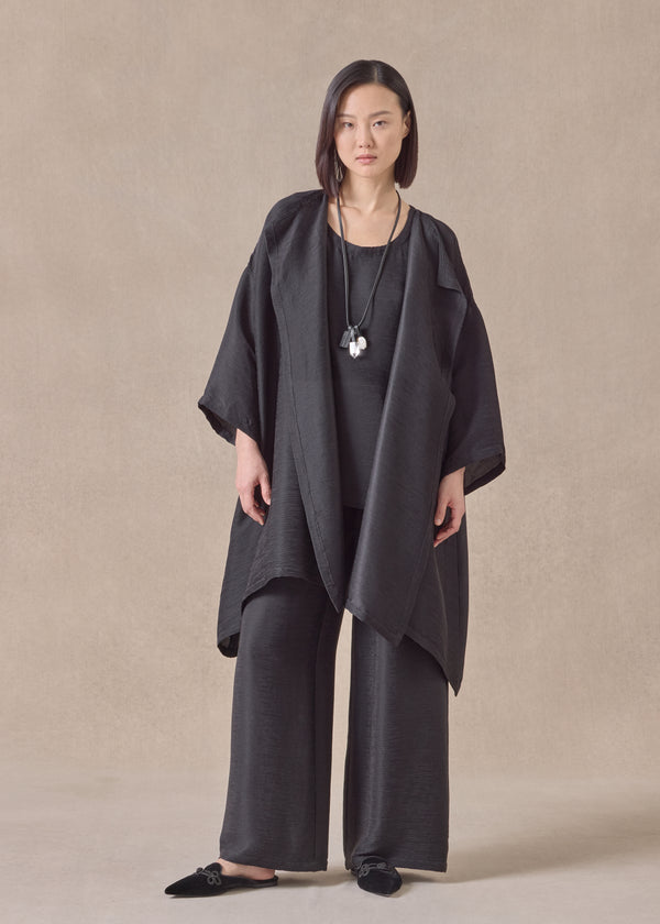 eskandar silk wide a-line jacket coat - long plus