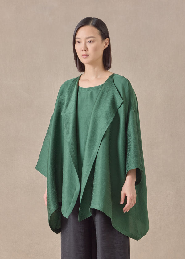 Eskandar Silk Wide A-line Jacket Coat - Mid Plus