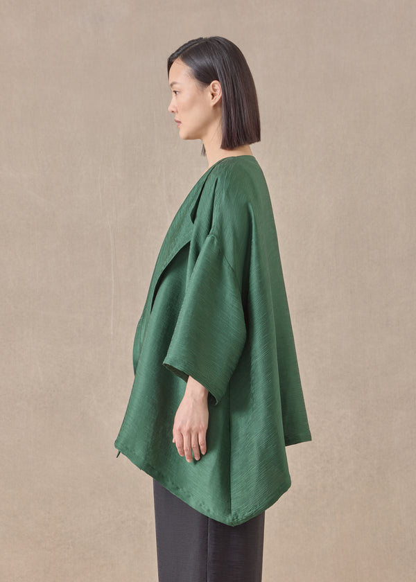 Eskandar Silk Wide A-line Jacket Coat - Mid Plus