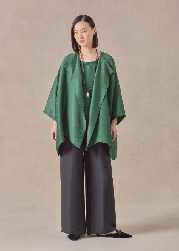 eskandar silk wide a-line jacket coat - mid plus