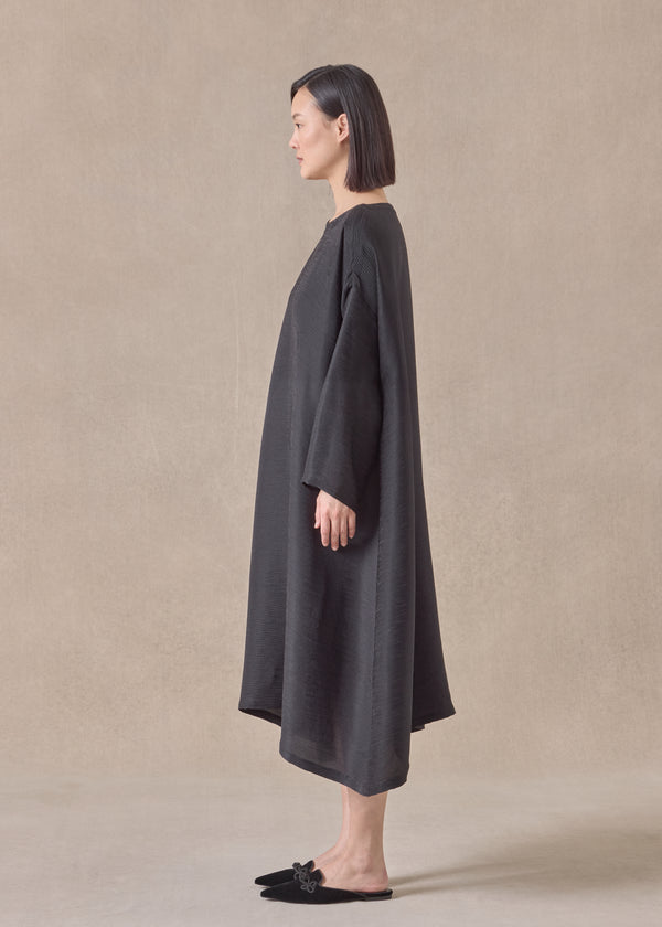 Eskandar Silk Wide A-line Scoop Neck Dress