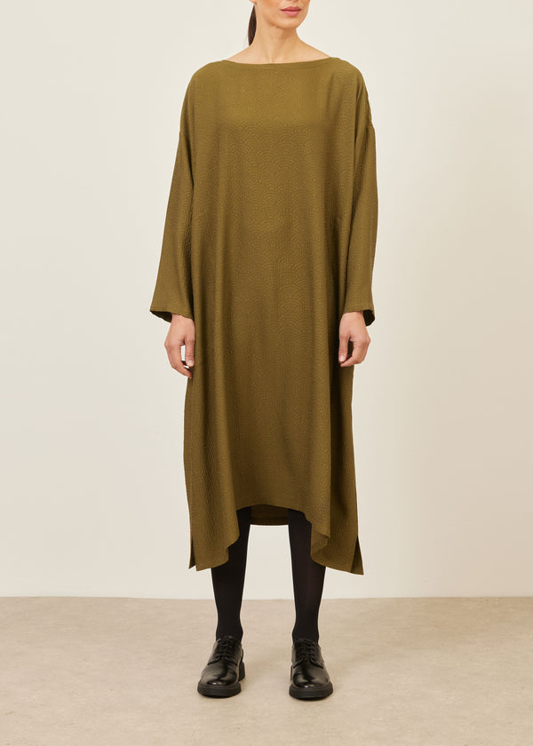 Eskandar Silk Wide A-line Scoop Neck Dress