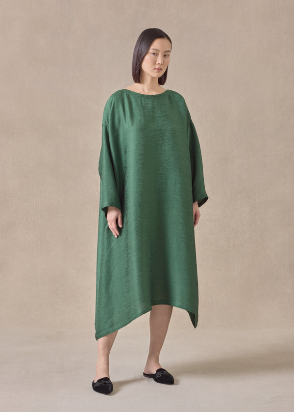 eskandar silk wide a-line scoop neck dress