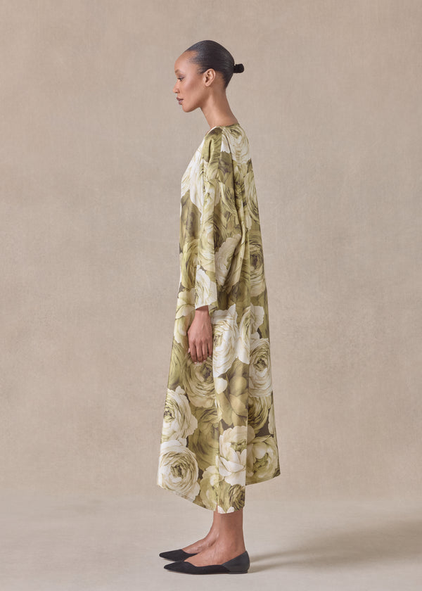 Eskandar Silk Wide A-line Scoop Neck Dress