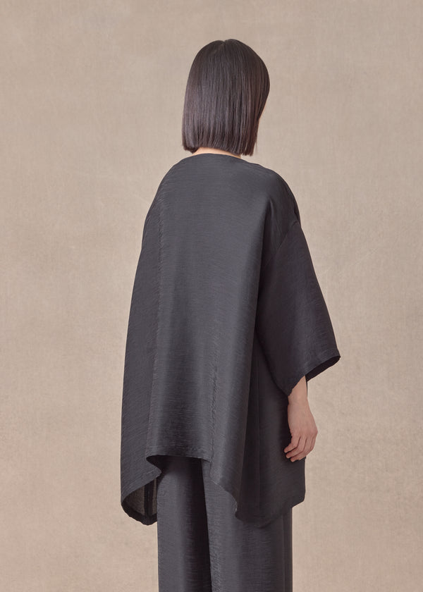 Eskandar Silk Wide A-line Scoop Neck Top - Long