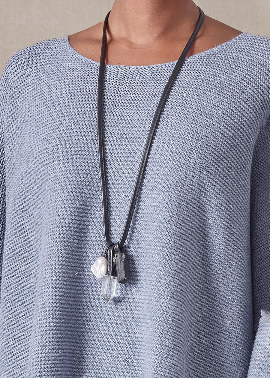 Eskandar Triple Drop Pendant With Mixed Elements