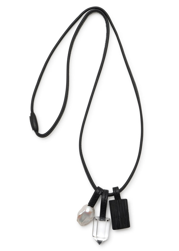 eskandar triple drop pendant with mixed elements