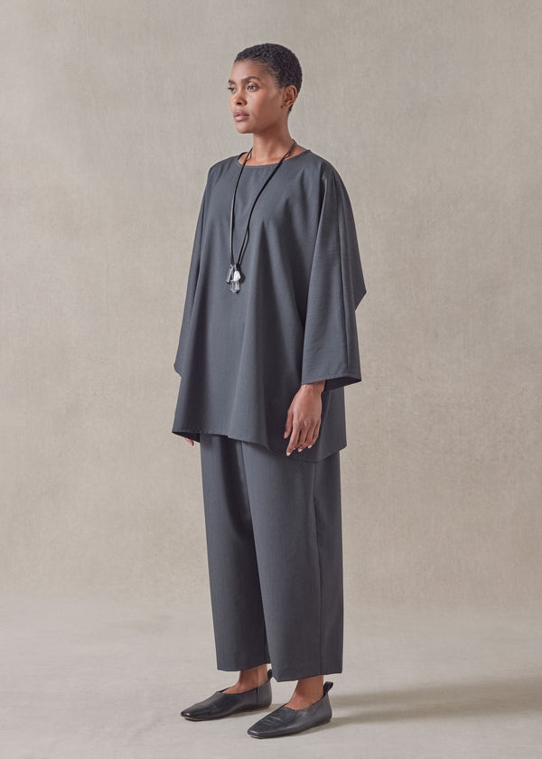 eskandar tropical wool boat neck top - long